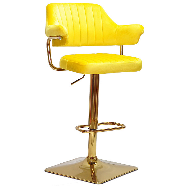 Барний стілець Onder Mebli JEFF BAR 4-GD-BASE Жовтий B-1027 Оксамит-0