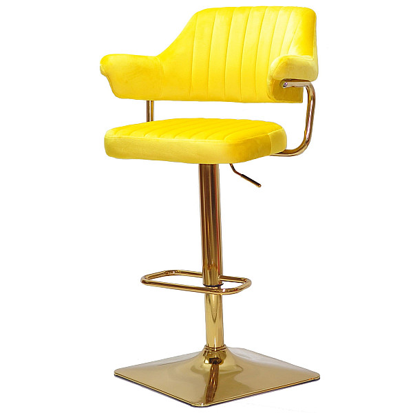 Барний стілець Onder Mebli JEFF BAR 4-GD-BASE Жовтий B-1027 Оксамит-1
