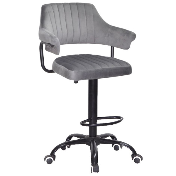 Барный стул Onder Mebli JEFF BAR BK-Office Серый B-1034 Бархат-0