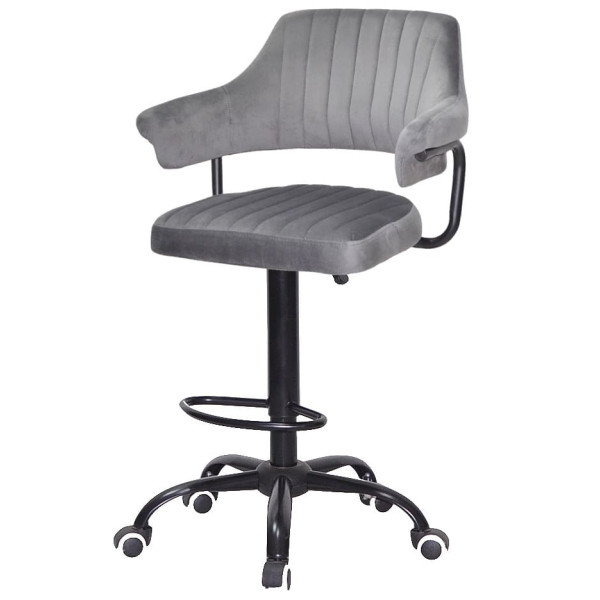 Барный стул Onder Mebli JEFF BAR BK-Office Серый B-1034 Бархат-1
