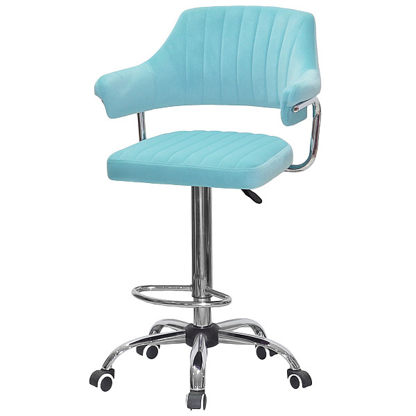 Барний стілець Onder Mebli JEFF BAR CH-Office Блакитний B-1019 Оксамит-1