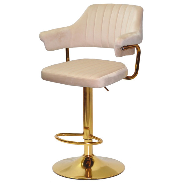 Барний стілець Onder Mebli JEFF BAR GD-BASE Бежевий B-1032 Оксамит-1