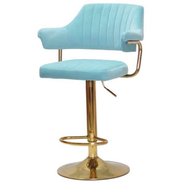 Барний стілець Onder Mebli JEFF BAR GD-BASE Блакитний B-1019 Оксамит-1