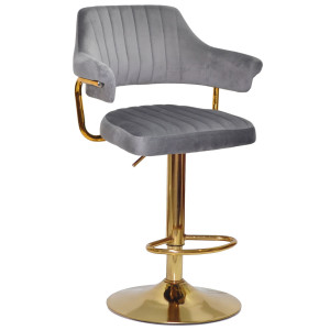 Барный стул Onder Mebli JEFF BAR GD-BASE Серый B-1034 Бархат
