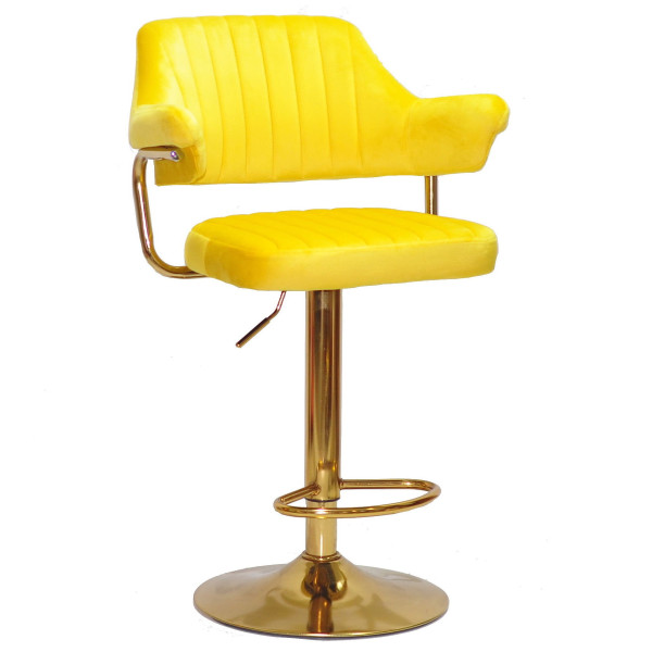 Барний стілець Onder Mebli JEFF BAR GD-BASE Жовтий B-1027 Оксамит-0