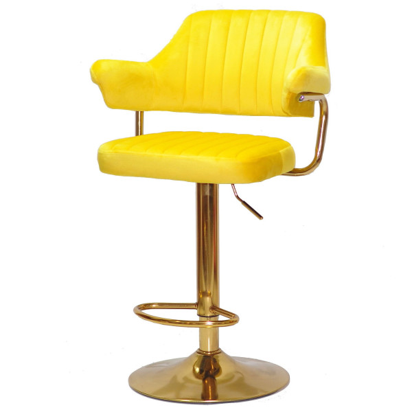Барний стілець Onder Mebli JEFF BAR GD-BASE Жовтий B-1027 Оксамит-1
