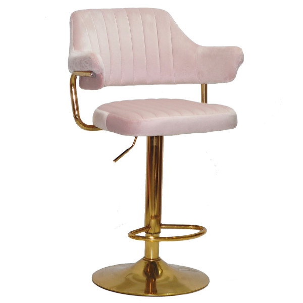 Барний стілець Onder Mebli JEFF BAR GD-BASE Рожевий B-1021 Оксамит-0
