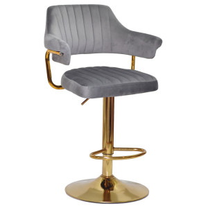 Барный стул Onder Mebli JEFF BAR GD-BASE Серый B-1034 Бархат