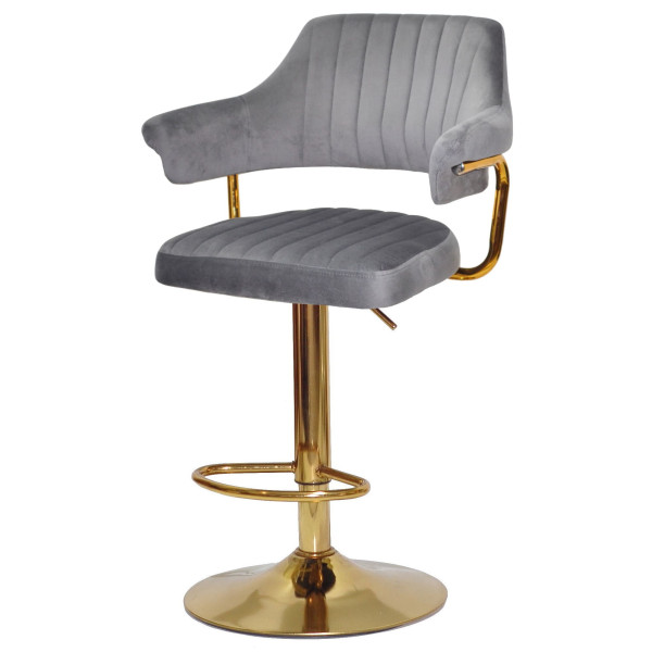 Барний стілець Onder Mebli JEFF BAR GD-BASE Сірий B-1034 Оксамит-1