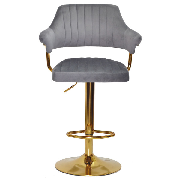 Барний стілець Onder Mebli JEFF BAR GD-BASE Сірий B-1034 Оксамит-2