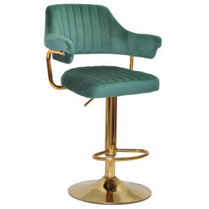 Барний стілець Onder Mebli JEFF BAR GD-BASE Зелений B-1036 Оксамит