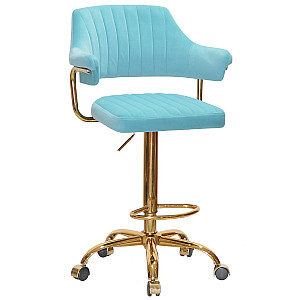 Барный стул Onder Mebli JEFF BAR GD-Office Голубой B-1019 Бархат