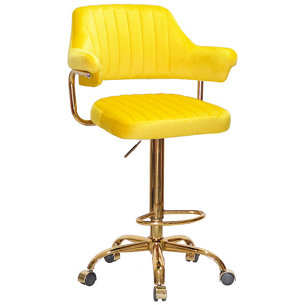 Барний стілець Onder Mebli JEFF BAR GD-Office Жовтий B-1027 Оксамит-0