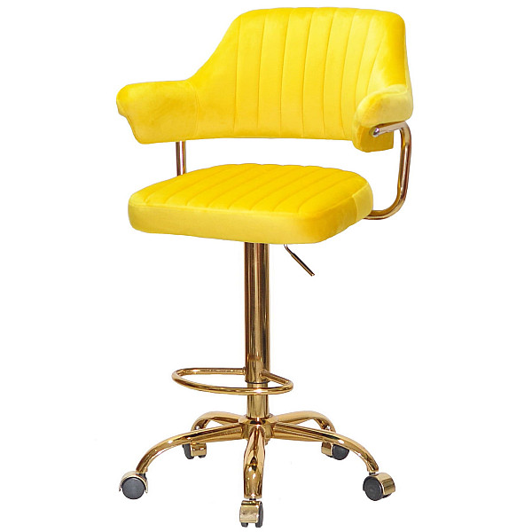 Барний стілець Onder Mebli JEFF BAR GD-Office Жовтий B-1027 Оксамит-1