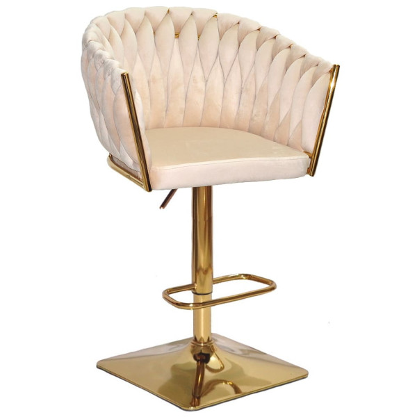 Барний стілець Onder Mebli Lola BAR 4-GD-BASE Бежевий UC-902 Оксамит-0