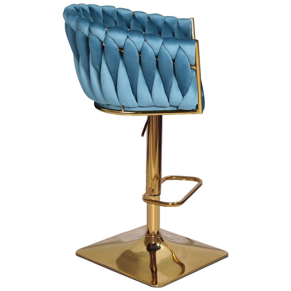 Барний стілець Onder Mebli Lola BAR 4-GD-BASE Бірюза UC-919 Оксамит-2
