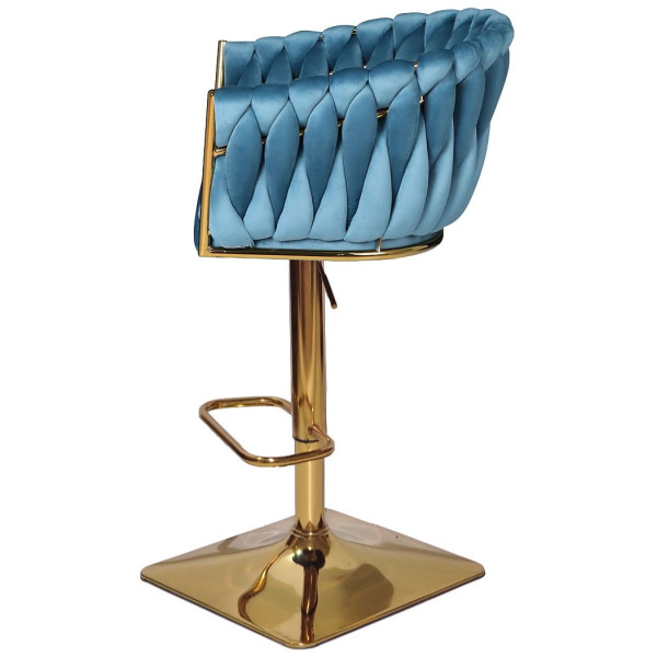 Барний стілець Onder Mebli Lola BAR 4-GD-BASE Бірюза UC-919 Оксамит-3