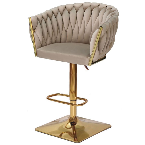 Барний стілець Onder Mebli Lola BAR 4-GD-BASE Капучино UC-928 Оксамит-1