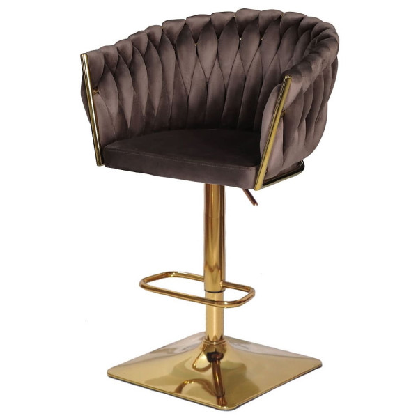 Барный стул Onder Mebli Lola BAR 4-GD-BASE Шоколад UC-908 Бархат-1