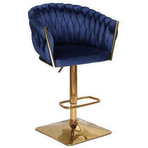 Барный стул Onder Mebli Lola BAR 4-GD-BASE Синий UC-907 Бархат