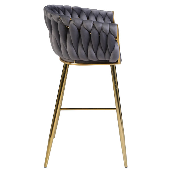 Барний стілець Onder Mebli Lola BAR 75-ML (GD) Сірий UC-901 Оксамит-3