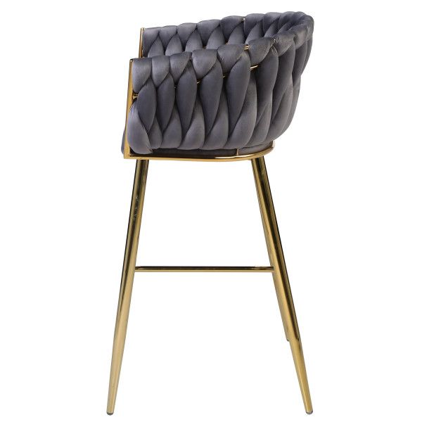 Барний стілець Onder Mebli Lola BAR 75-ML (GD) Сірий UC-901 Оксамит-4