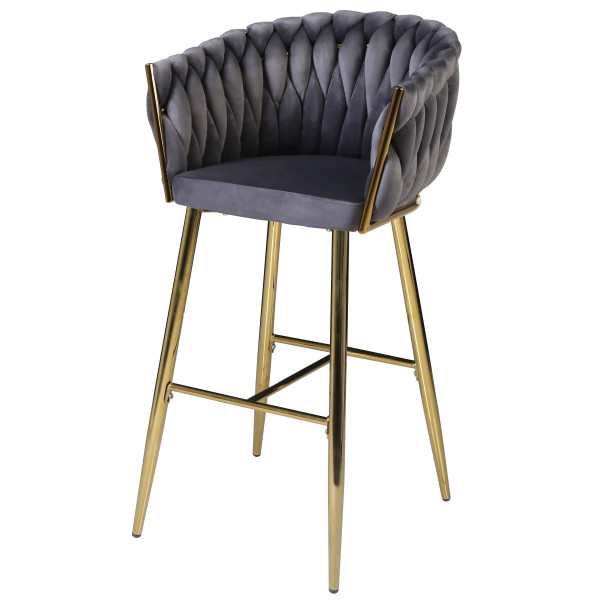 Барний стілець Onder Mebli Lola BAR 75-ML (GD) Сірий UC-901 Оксамит-1