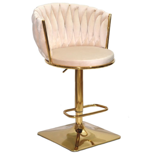 Барний стілець Onder Mebli Mila BAR 4-GD-BASE Бежевий UC-902 Оксамит-0