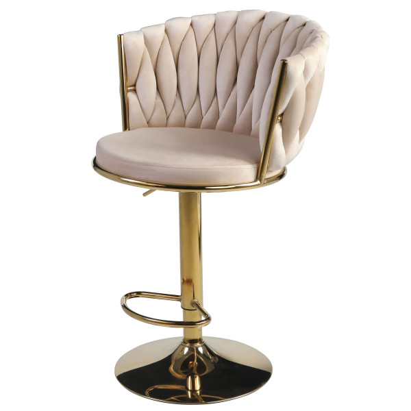 Барний стілець Onder Mebli Mila BAR GD-BASE Бежевий UC-902 Оксамит-1