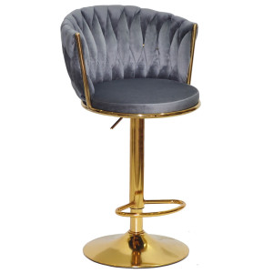 Барний стілець Onder Mebli Mila BAR GD-BASE Сірий UC-901 Оксамит