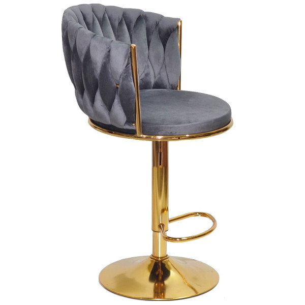 Барний стілець Onder Mebli Mila BAR GD-BASE Сірий UC-901 Оксамит-1