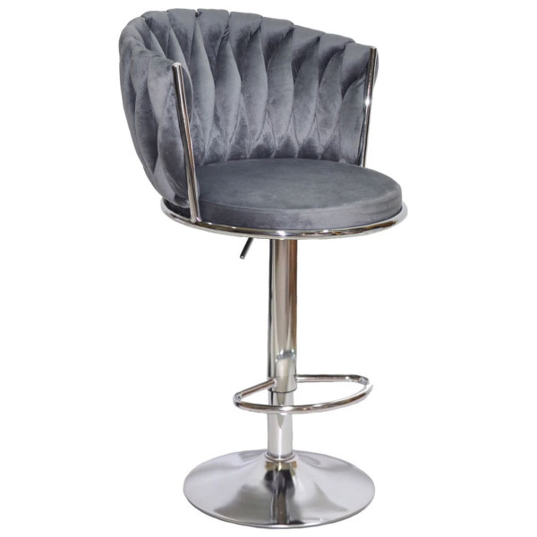 Барний стілець Onder Mebli Mila BAR CH-BASE Сірий UC-901 Оксамит-0