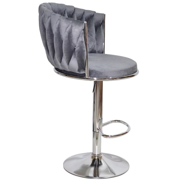 Барний стілець Onder Mebli Mila BAR CH-BASE Сірий UC-901 Оксамит-1