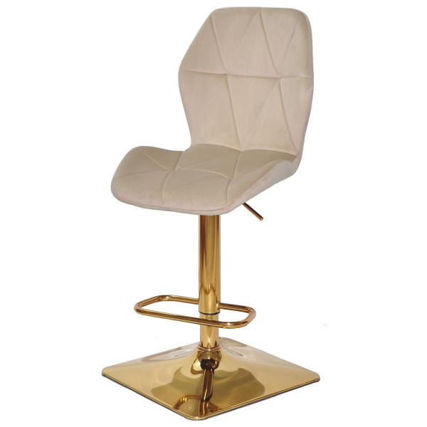 Барний стілець Onder Mebli REMI BAR 4-GD-BASE Бежевий OR-851 Оксамит-1