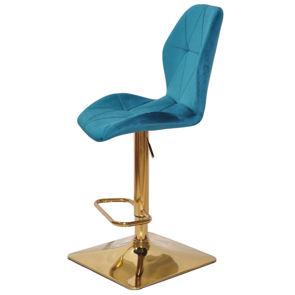 Барний стілець Onder Mebli REMI BAR 4-GD-BASE Бірюза PH-612 Оксамит-3