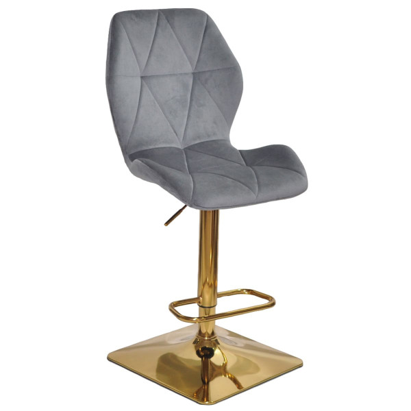 Барний стілець Onder Mebli REMI BAR 4-GD-BASE Сірий OR-852 Оксамит-0