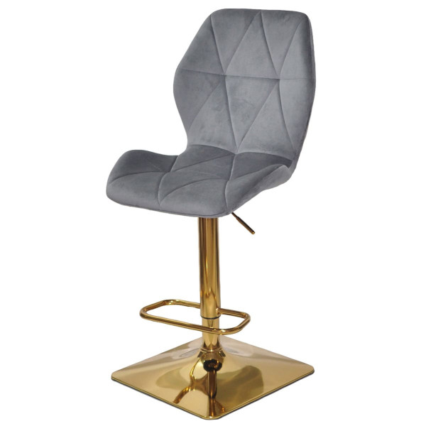 Барний стілець Onder Mebli REMI BAR 4-GD-BASE Сірий OR-852 Оксамит-1