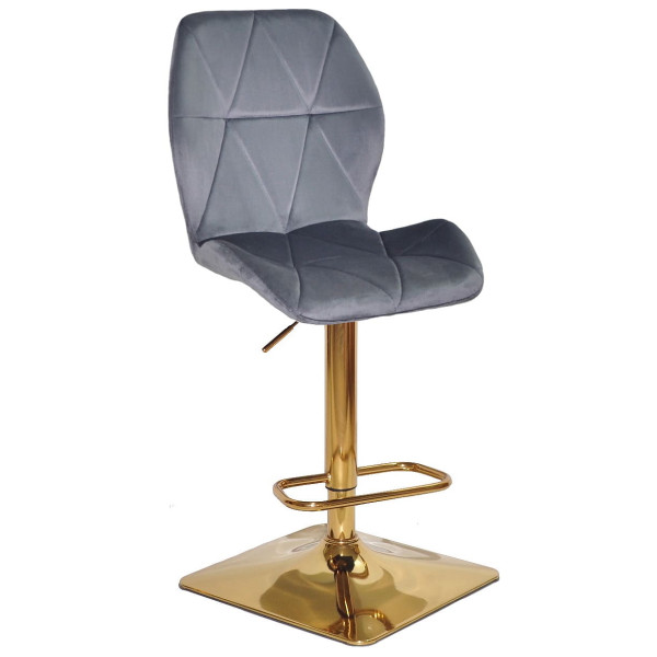 Барний стілець Onder Mebli REMI BAR 4-GD-BASE Сірий UC-901 Оксамит-0