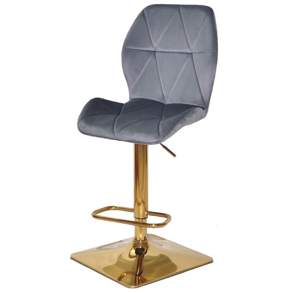 Барний стілець Onder Mebli REMI BAR 4-GD-BASE Сірий UC-901 Оксамит-1