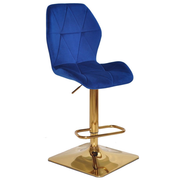 Барний стілець Onder Mebli REMI BAR 4-GD-BASE Синій OR-859 Оксамит-0