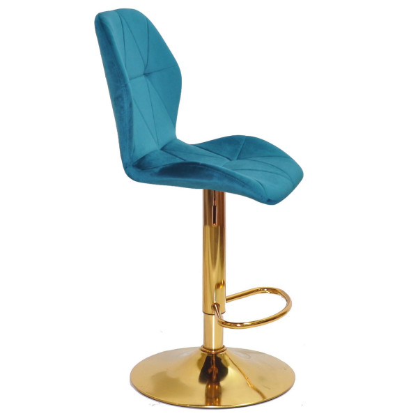 Барний стілець Onder Mebli REMI BAR GD-BASE Бірюзовий PH-612 Оксамит-2