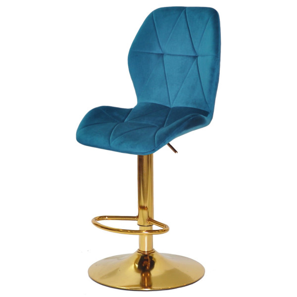 Барний стілець Onder Mebli REMI BAR GD-BASE Бірюзовий PH-612 Оксамит-1
