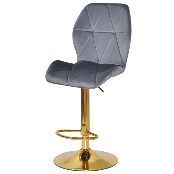 Барний стілець Onder Mebli REMI BAR GD-BASE Сірий UC-901 Оксамит-1