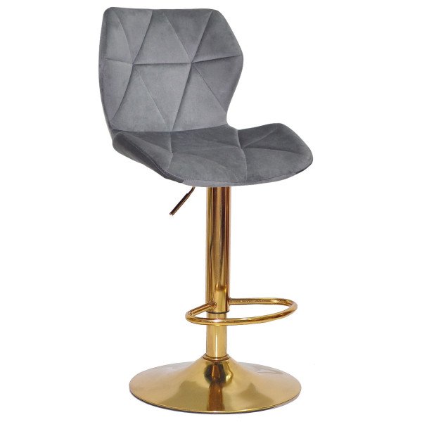 Барний стілець Onder Mebli Torino BAR GD-BASE Сірий B-1034 Оксамит-0