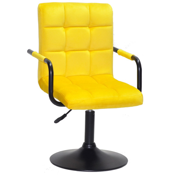 Стул Onder Mebli Augusto-Arm BK-BASE Желтый B-1027 Бархат-0