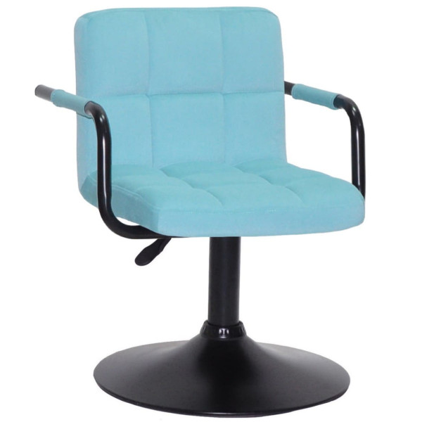 Стілець Onder Mebli Arno-Arm BK-BASE Блакитний B-1019 Оксамит-0