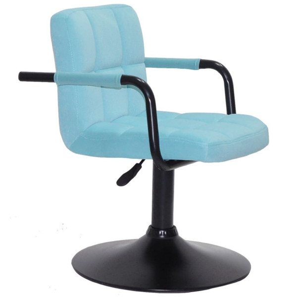 Стілець Onder Mebli Arno-Arm BK-BASE Блакитний B-1019 Оксамит-2