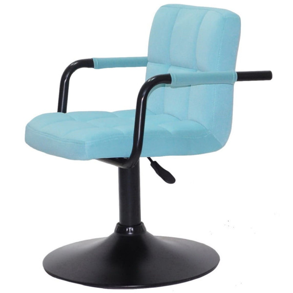 Стілець Onder Mebli Arno-Arm BK-BASE Блакитний B-1019 Оксамит-3