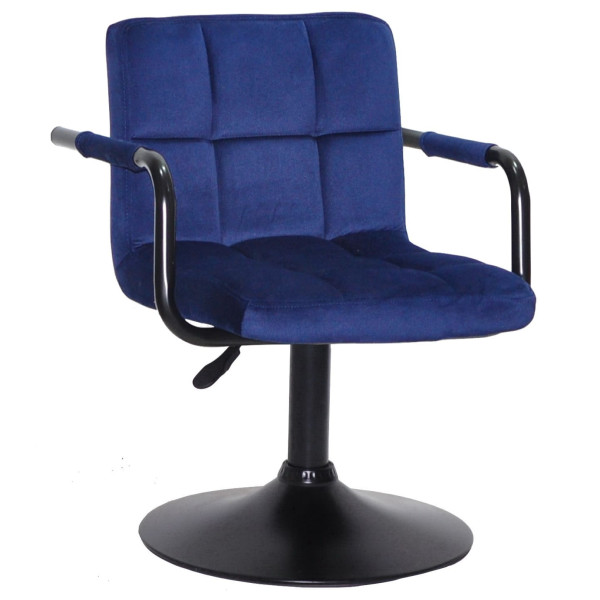 Стілець Onder Mebli Arno-Arm BK-BASE Синій B-1026 Оксамит-0