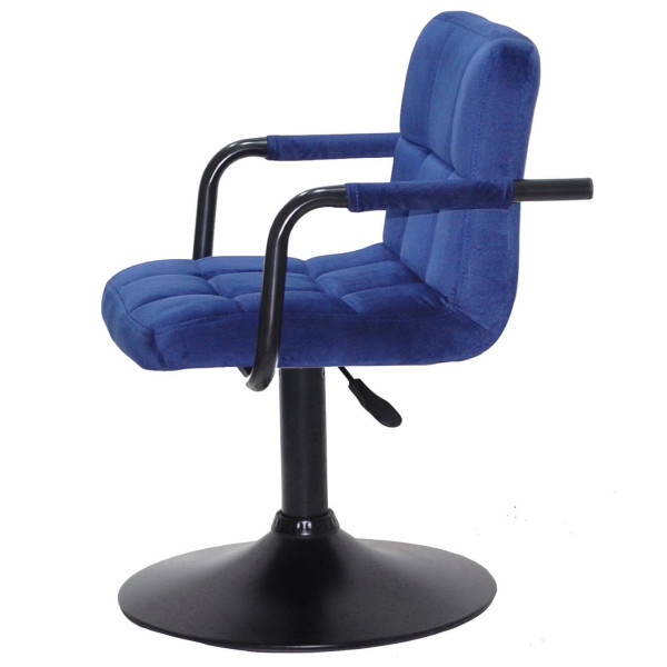 Стілець Onder Mebli Arno-Arm BK-BASE Синій B-1026 Оксамит-3